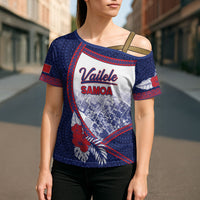 Personalised Vailele Samoa Village Cross Shoulder Shirt Map Polynesian Tribal Hibiscus Floral