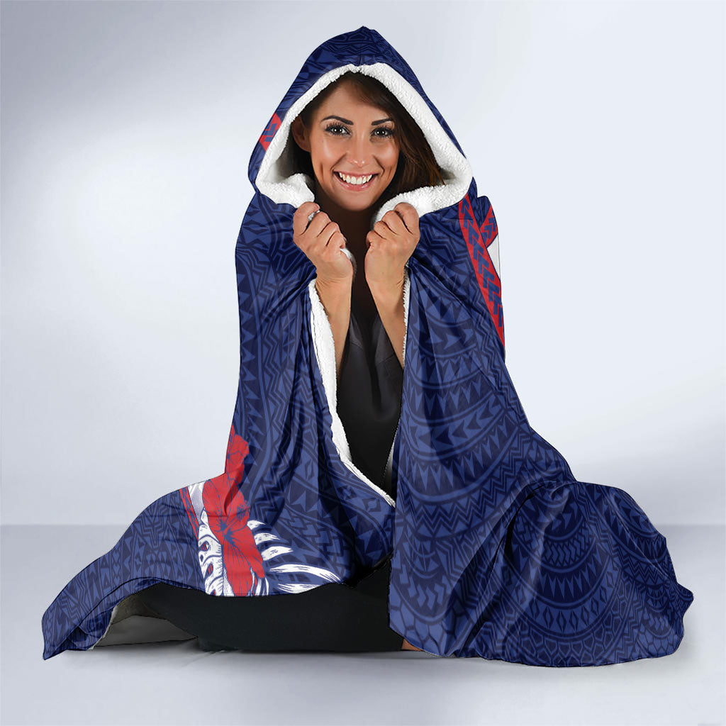Vailele Samoa Village Hooded Blanket Map Polynesian Tribal Hibiscus Floral