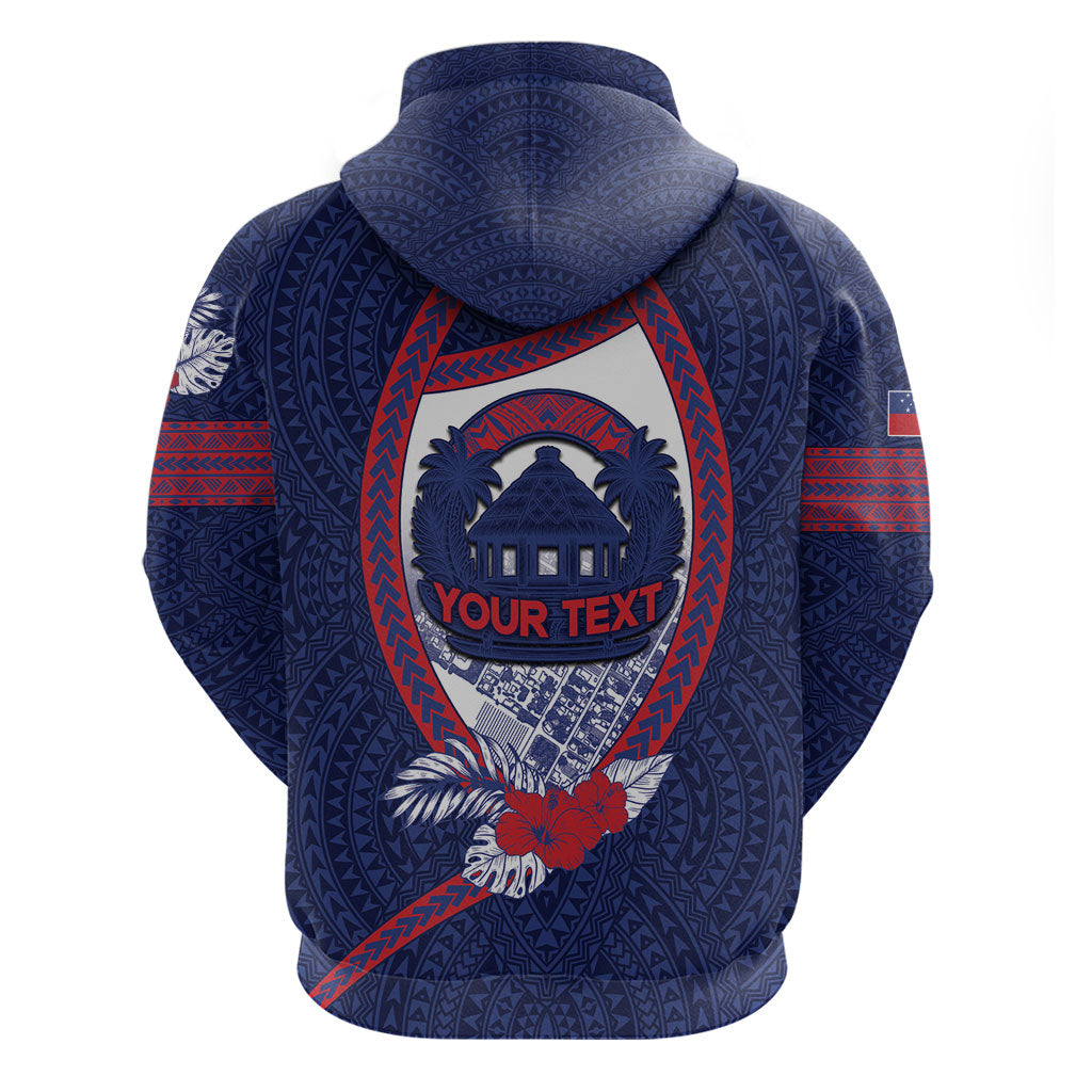 Personalised Vailele Samoa Village Hoodie Map Polynesian Tribal Hibiscus Floral