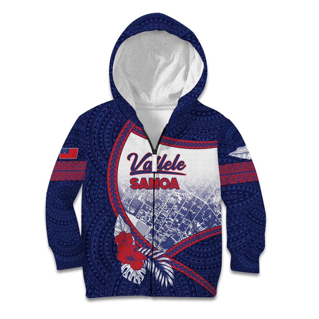 Personalised Vailele Samoa Village Kid Hoodie Map Polynesian Tribal Hibiscus Floral