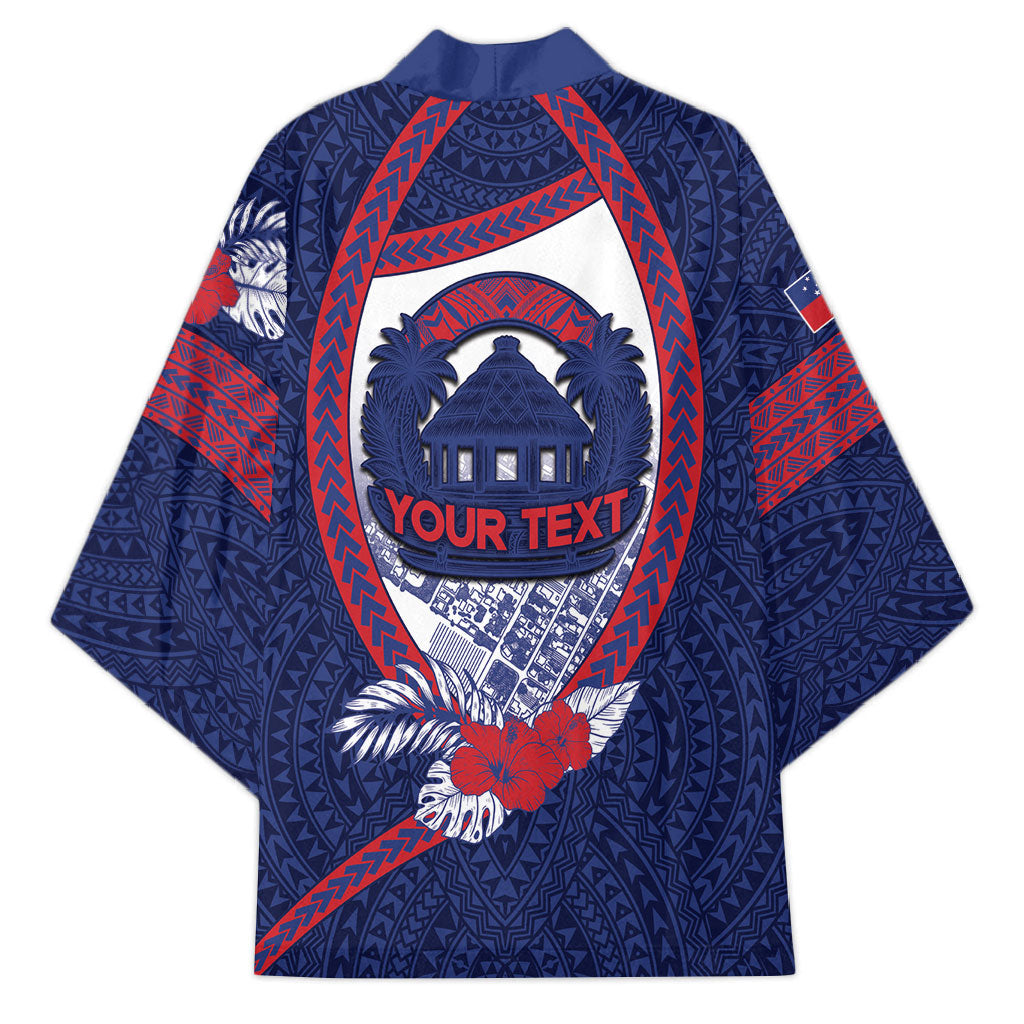Personalised Vailele Samoa Village Kimono Map Polynesian Tribal Hibiscus Floral