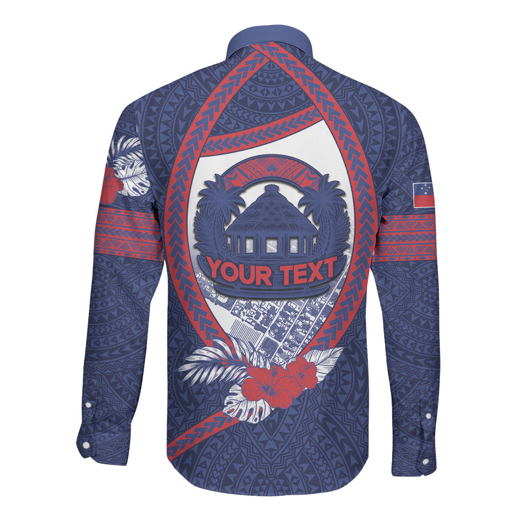 Personalised Vailele Samoa Village Long Sleeve Button Shirt Map Polynesian Tribal Hibiscus Floral