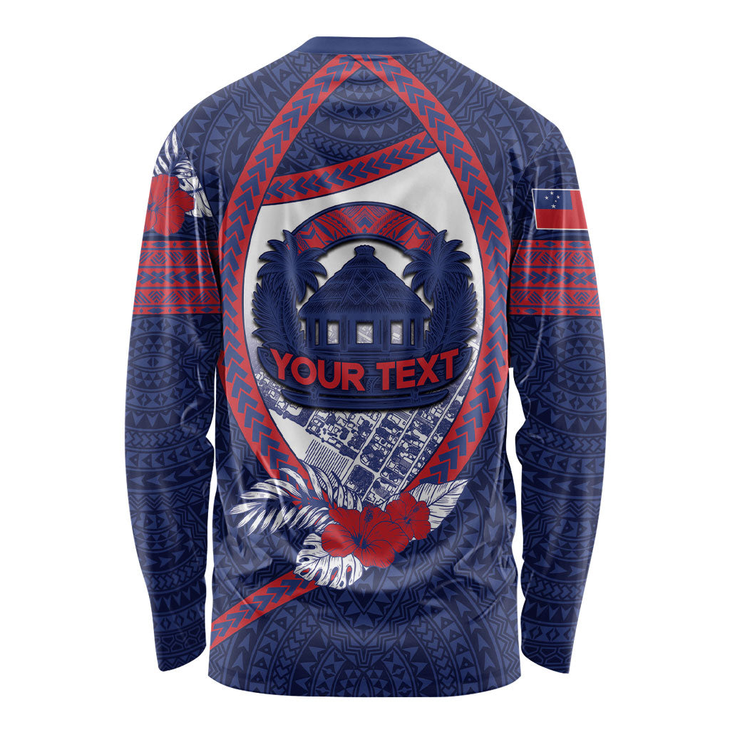 Personalised Vailele Samoa Village Long Sleeve Shirt Map Polynesian Tribal Hibiscus Floral