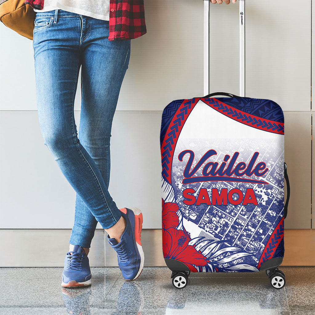 Vailele Samoa Village Luggage Cover Map Polynesian Tribal Hibiscus Floral