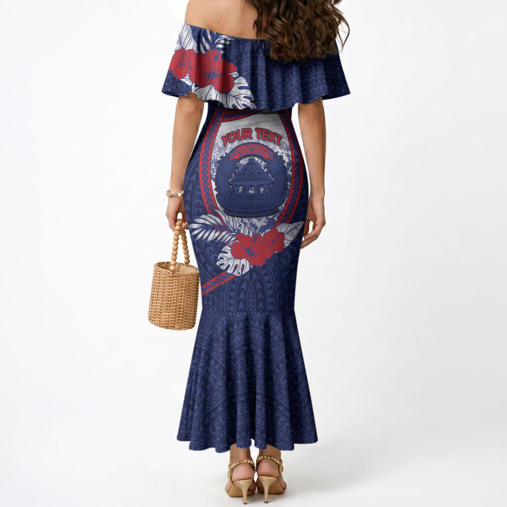 Personalised Vailele Samoa Village Mermaid Dress Map Polynesian Tribal Hibiscus Floral