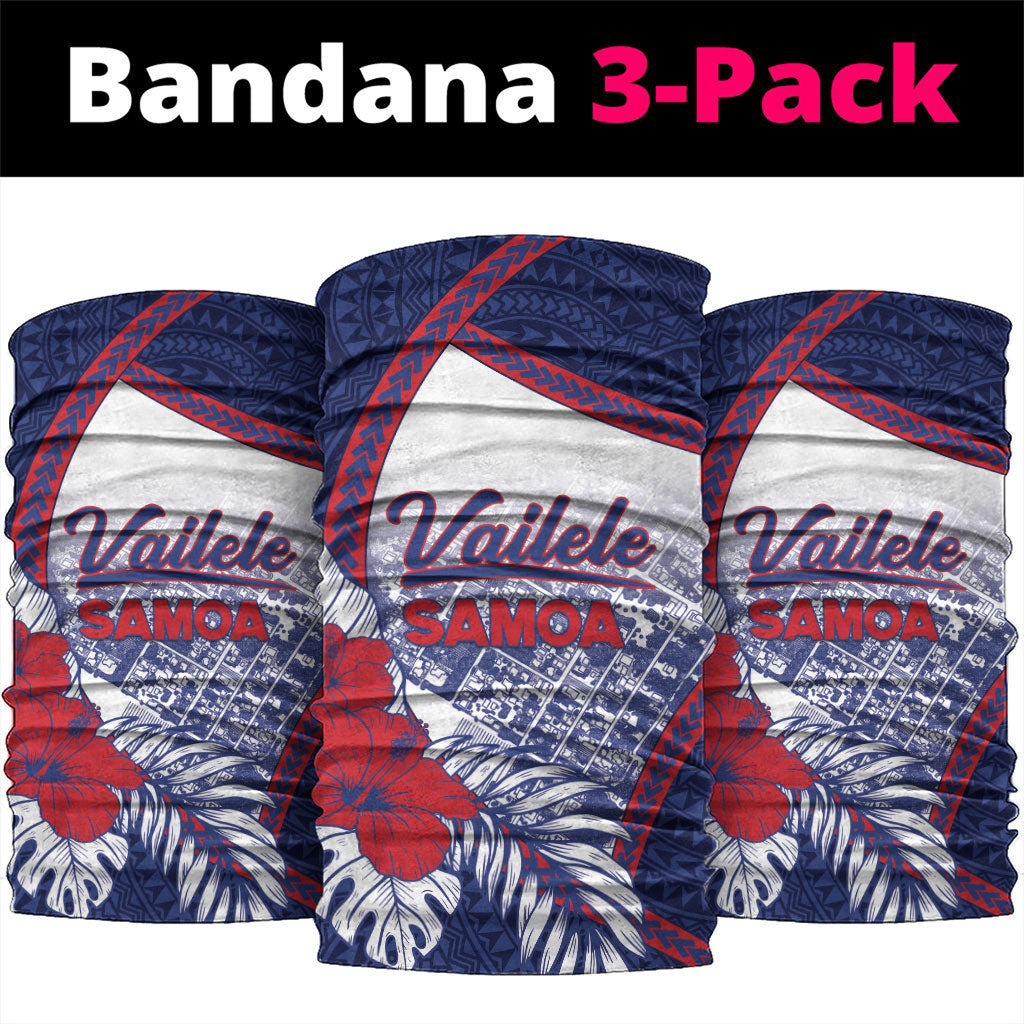 Vailele Samoa Village Neck Gaiter Map Polynesian Tribal Hibiscus Floral