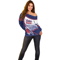 Personalised Vailele Samoa Village Off Shoulder Sweater Map Polynesian Tribal Hibiscus Floral