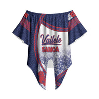Personalised Vailele Samoa Village Off Shoulder Wrap Waist Top Map Polynesian Tribal Hibiscus Floral