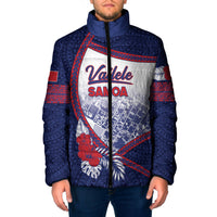 Personalised Vailele Samoa Village Padded Jacket Map Polynesian Tribal Hibiscus Floral