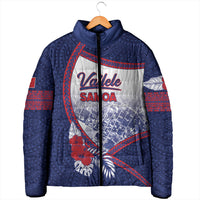 Personalised Vailele Samoa Village Padded Jacket Map Polynesian Tribal Hibiscus Floral