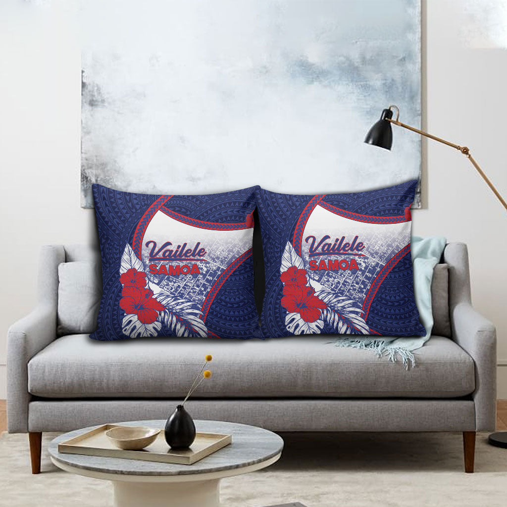 Vailele Samoa Village Pillow Cover Map Polynesian Tribal Hibiscus Floral