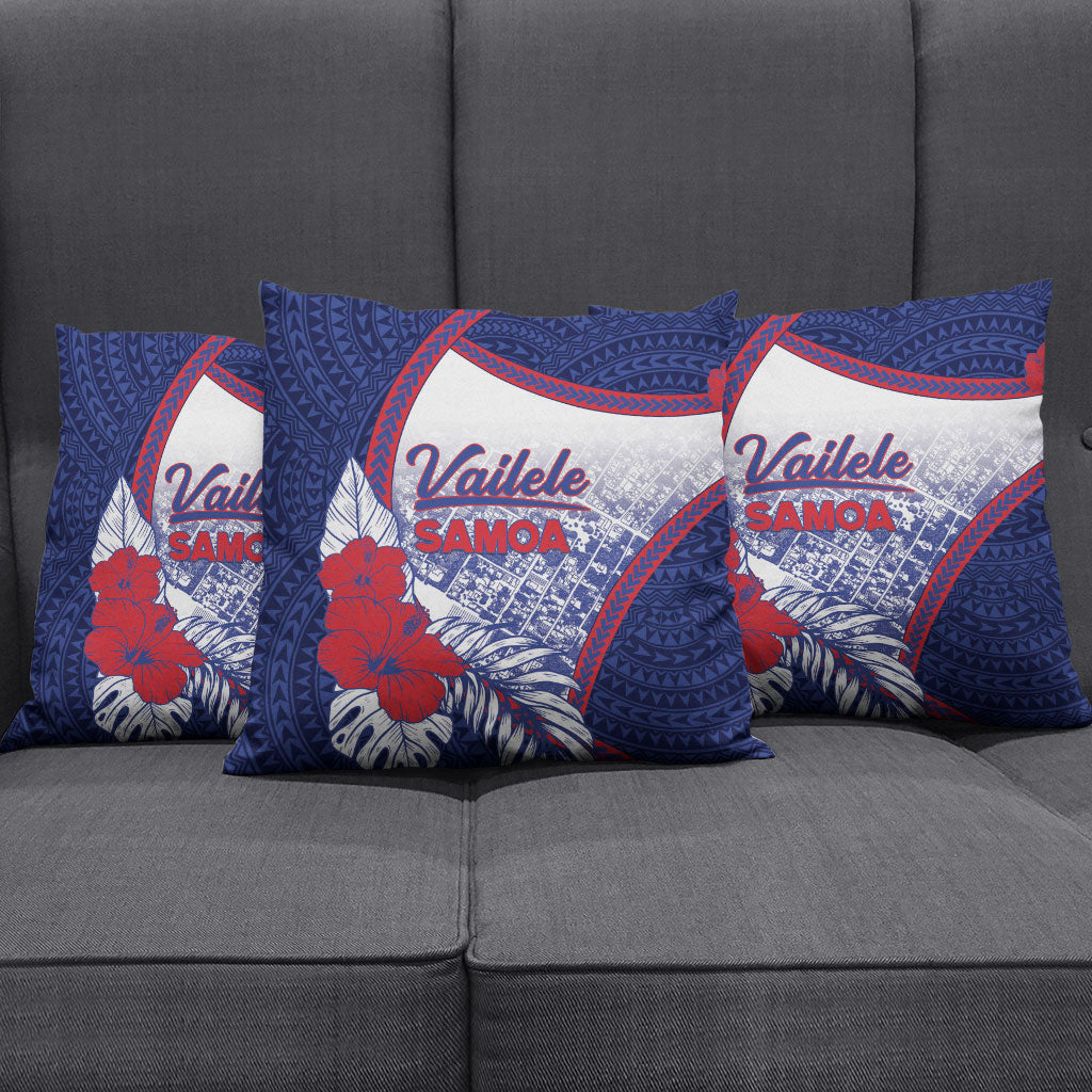 Vailele Samoa Village Pillow Cover Map Polynesian Tribal Hibiscus Floral
