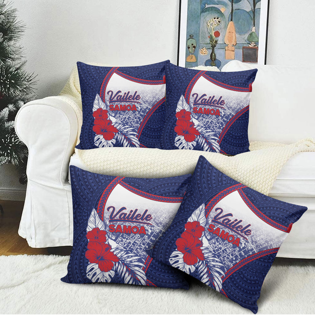 Vailele Samoa Village Pillow Cover Map Polynesian Tribal Hibiscus Floral