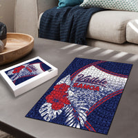 Vailele Samoa Village Puzzle Map Polynesian Tribal Hibiscus Floral