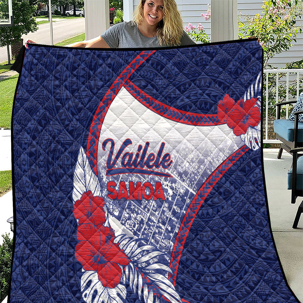 Vailele Samoa Village Quilt Map Polynesian Tribal Hibiscus Floral