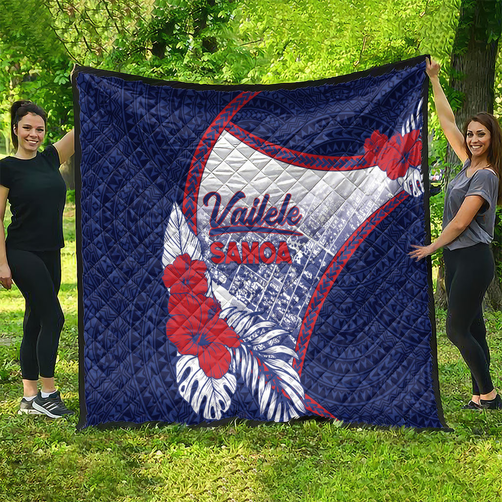 Vailele Samoa Village Quilt Map Polynesian Tribal Hibiscus Floral