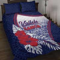 Vailele Samoa Village Quilt Bed Set Map Polynesian Tribal Hibiscus Floral