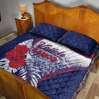 Vailele Samoa Village Quilt Bed Set Map Polynesian Tribal Hibiscus Floral