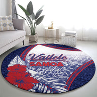 Vailele Samoa Village Round Carpet Map Polynesian Tribal Hibiscus Floral