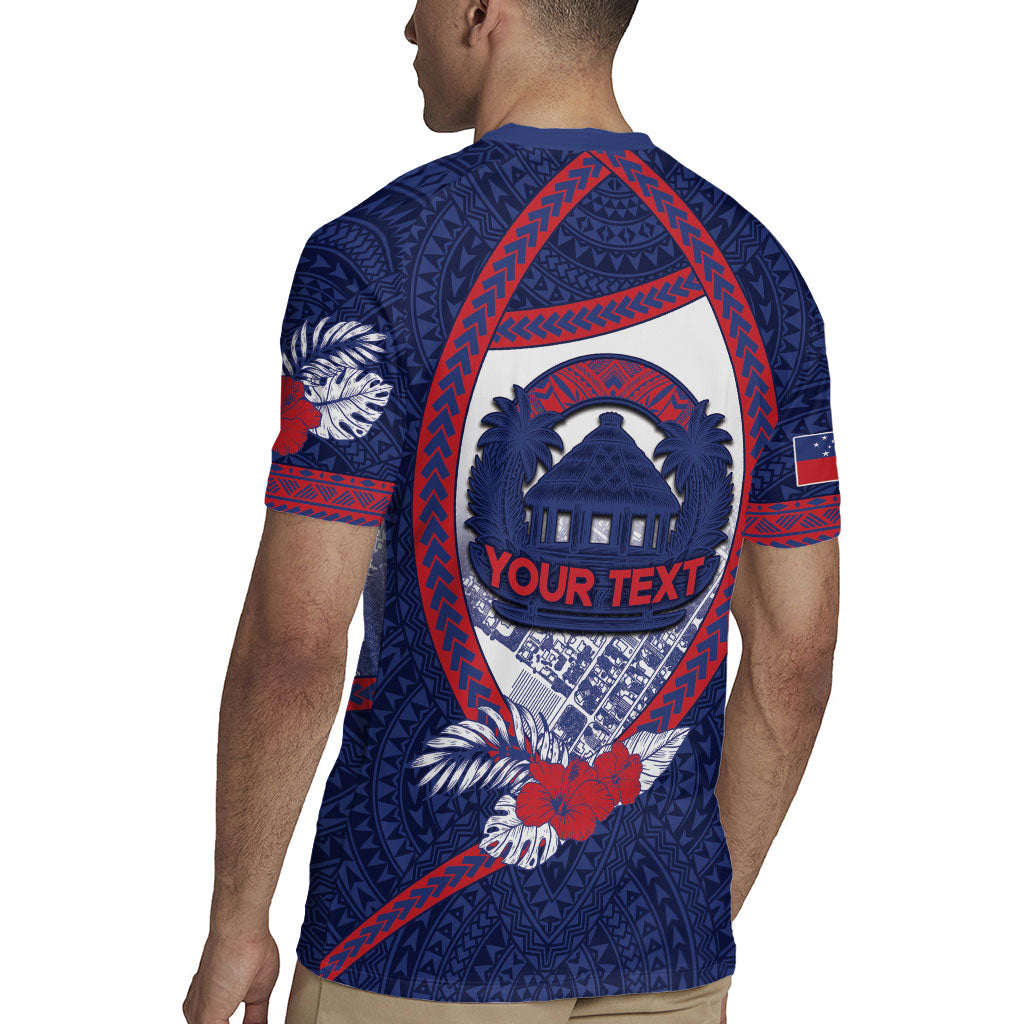 Personalised Vailele Samoa Village Rugby Jersey Map Polynesian Tribal Hibiscus Floral