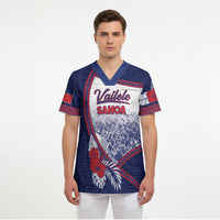 Personalised Vailele Samoa Village Scrub Top Map Polynesian Tribal Hibiscus Floral
