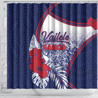 Vailele Samoa Village Shower Curtain Map Polynesian Tribal Hibiscus Floral