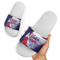 Vailele Samoa Village Slide Sandals Map Polynesian Tribal Hibiscus Floral