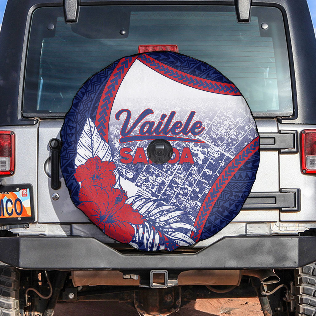 Vailele Samoa Village Spare Tire Cover Map Polynesian Tribal Hibiscus Floral
