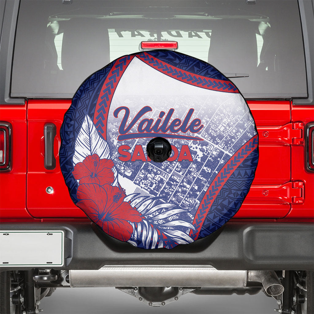 Vailele Samoa Village Spare Tire Cover Map Polynesian Tribal Hibiscus Floral