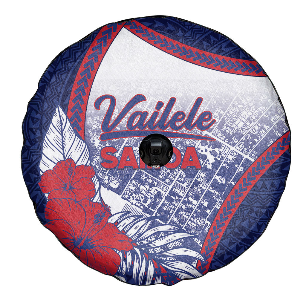 Vailele Samoa Village Spare Tire Cover Map Polynesian Tribal Hibiscus Floral