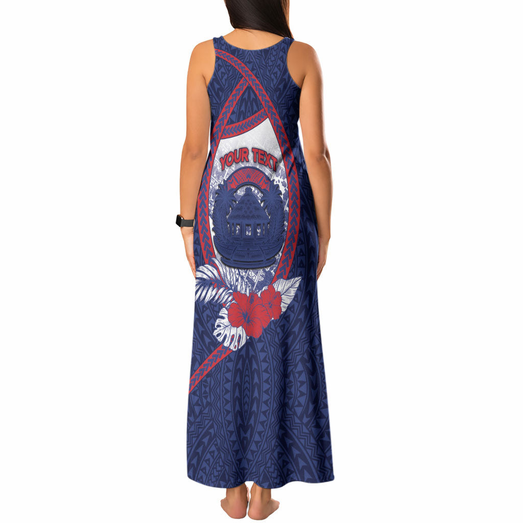 Personalised Vailele Samoa Village Tank Maxi Dress Map Polynesian Tribal Hibiscus Floral