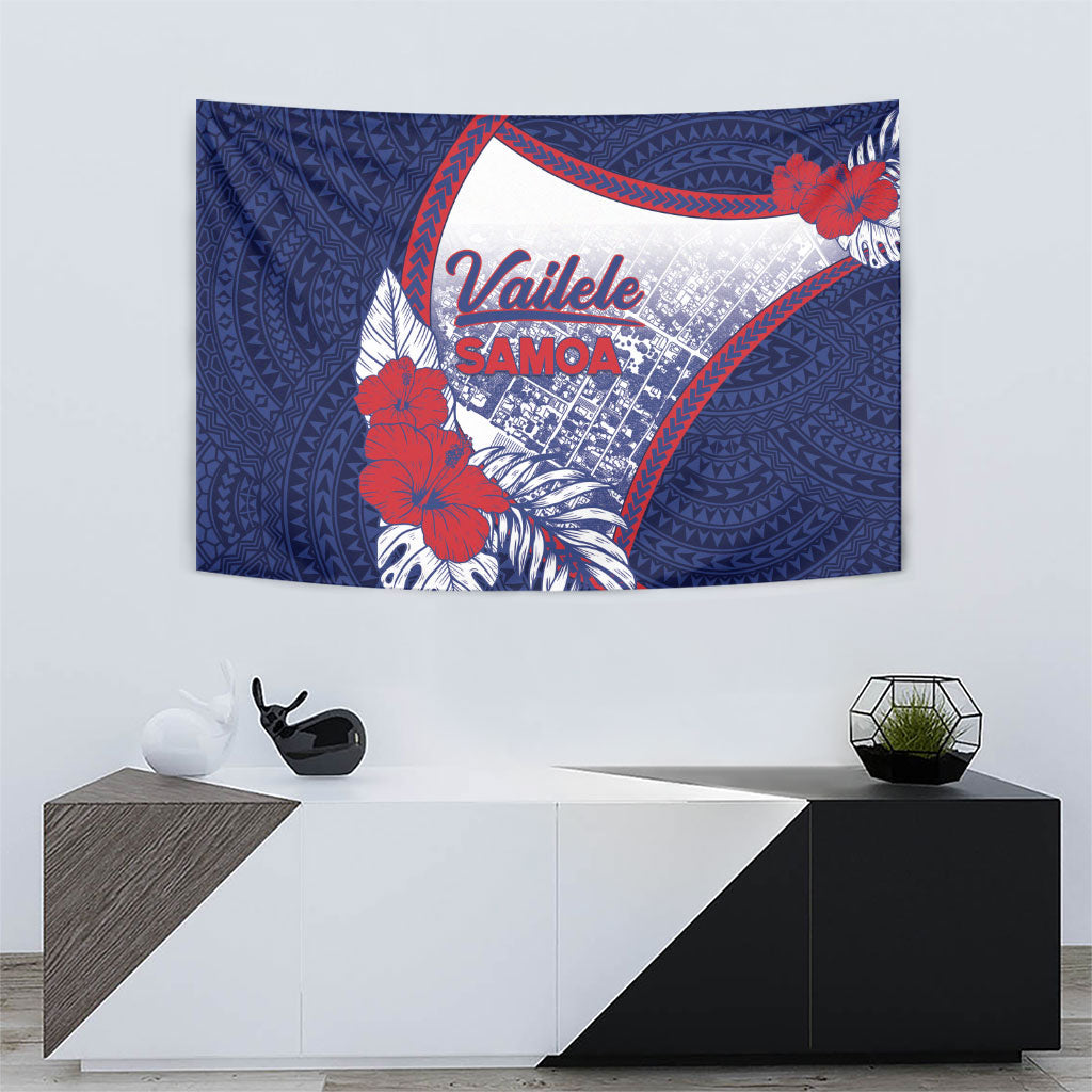 Vailele Samoa Village Tapestry Map Polynesian Tribal Hibiscus Floral