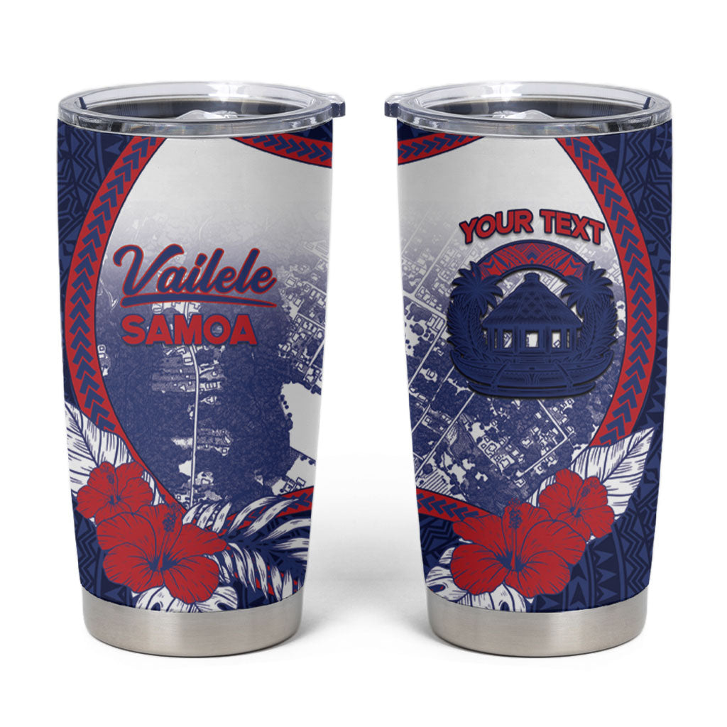 Personalised Vailele Samoa Village Tumbler Cup Map Polynesian Tribal Hibiscus Floral