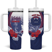 Personalised Vailele Samoa Village Tumbler With Handle Map Polynesian Tribal Hibiscus Floral