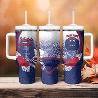Personalised Vailele Samoa Village Tumbler With Handle Map Polynesian Tribal Hibiscus Floral