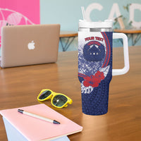 Personalised Vailele Samoa Village Tumbler With Handle Map Polynesian Tribal Hibiscus Floral