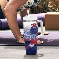 Personalised Vailele Samoa Village Tumbler With Handle Map Polynesian Tribal Hibiscus Floral
