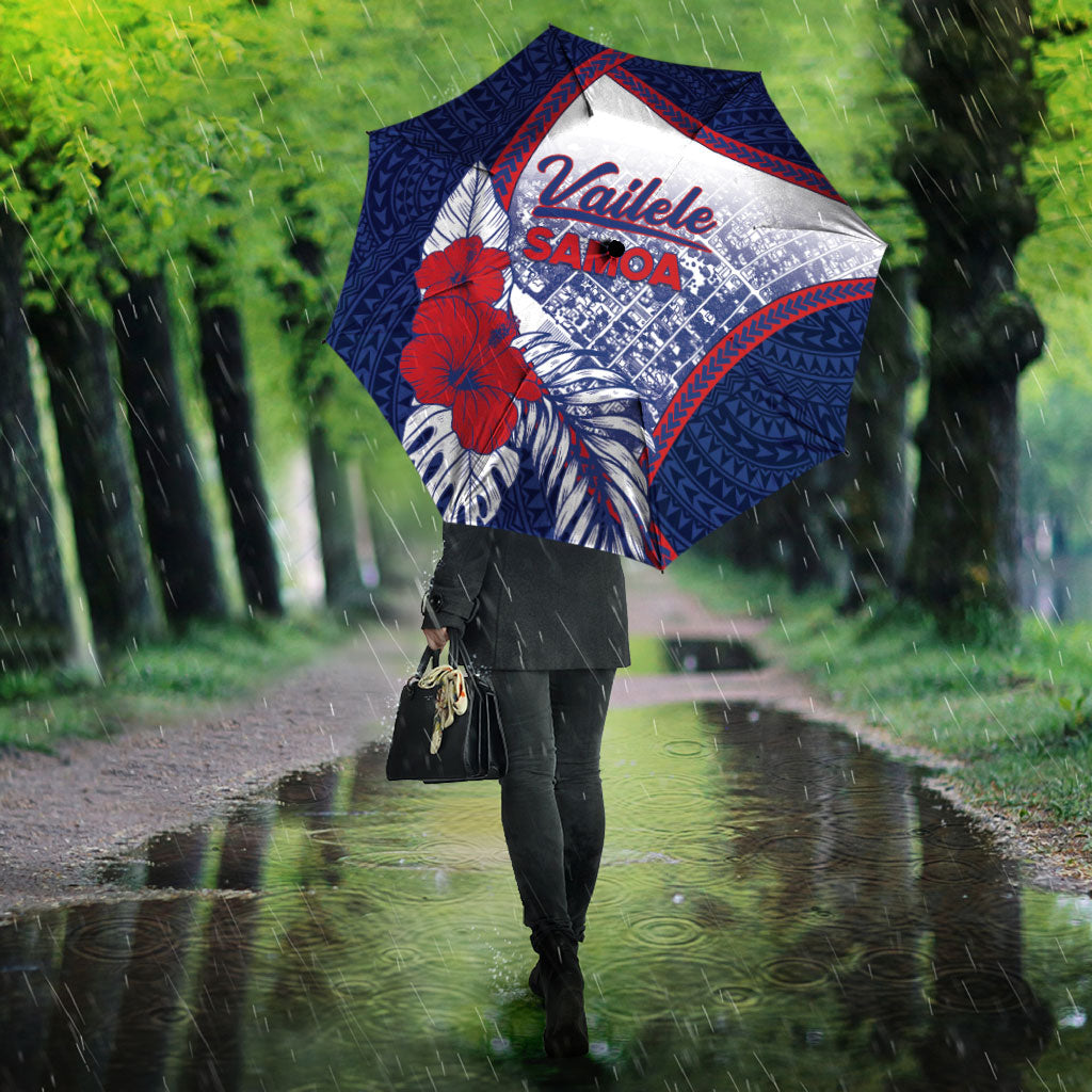 Vailele Samoa Village Umbrella Map Polynesian Tribal Hibiscus Floral