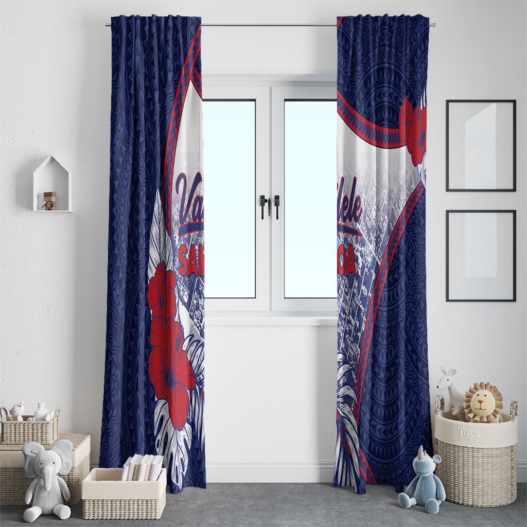 Vailele Samoa Village Window Curtain Map Polynesian Tribal Hibiscus Floral