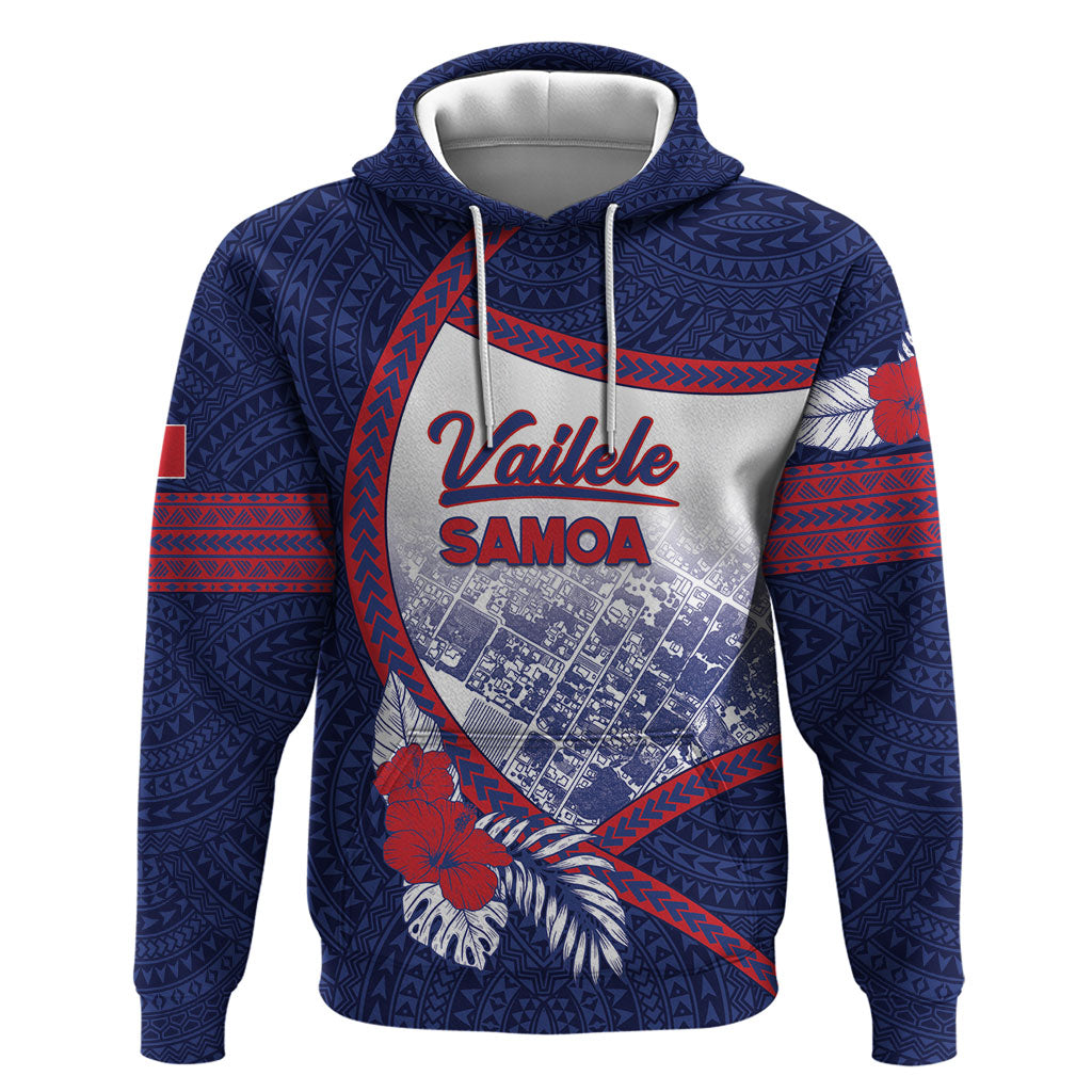 Personalised Vailele Samoa Village Zip Hoodie Map Polynesian Tribal Hibiscus Floral