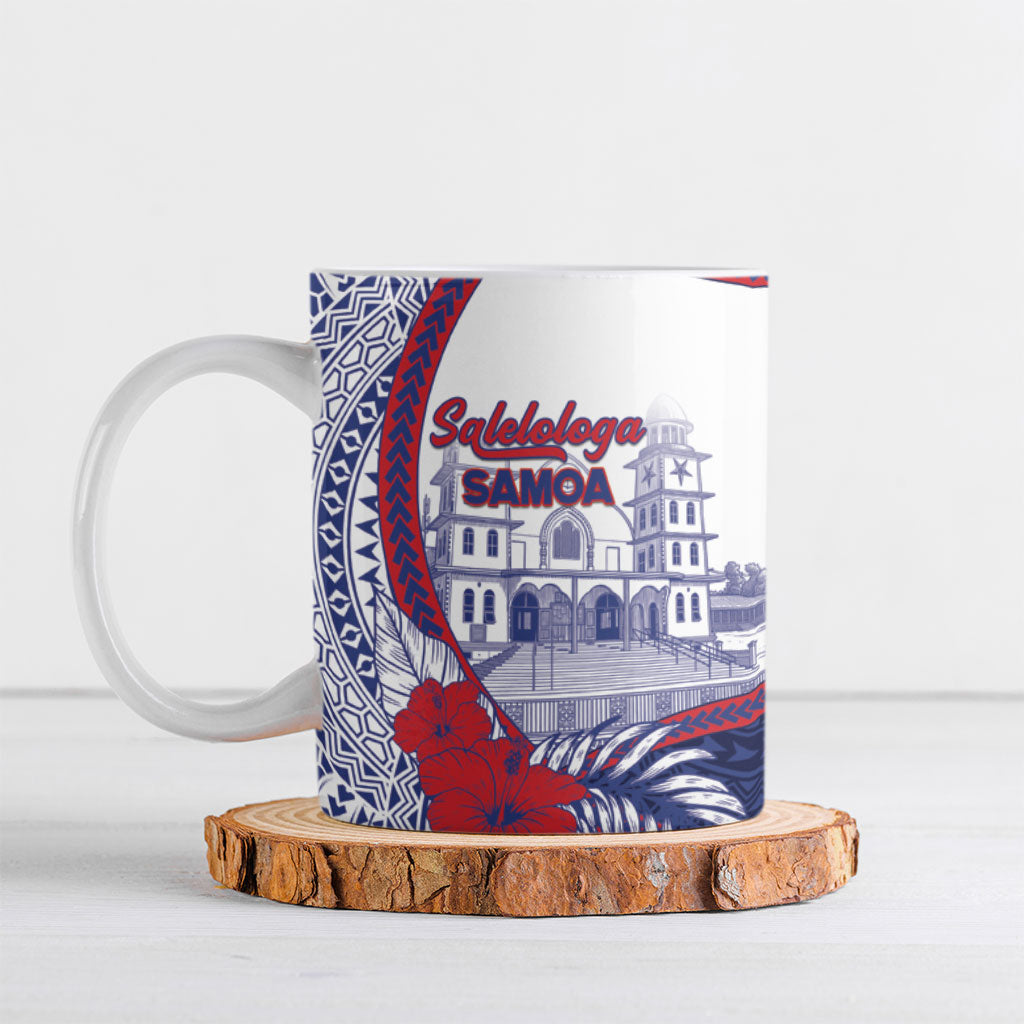 Personalised Salelologa Samoa Village Ceramic Mug Polynesian Tribal Church Landmark Hibiscus Floral