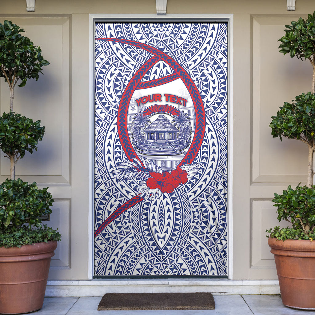 Personalised Salelologa Samoa Village Door Cover Polynesian Tribal Church Landmark Hibiscus Floral