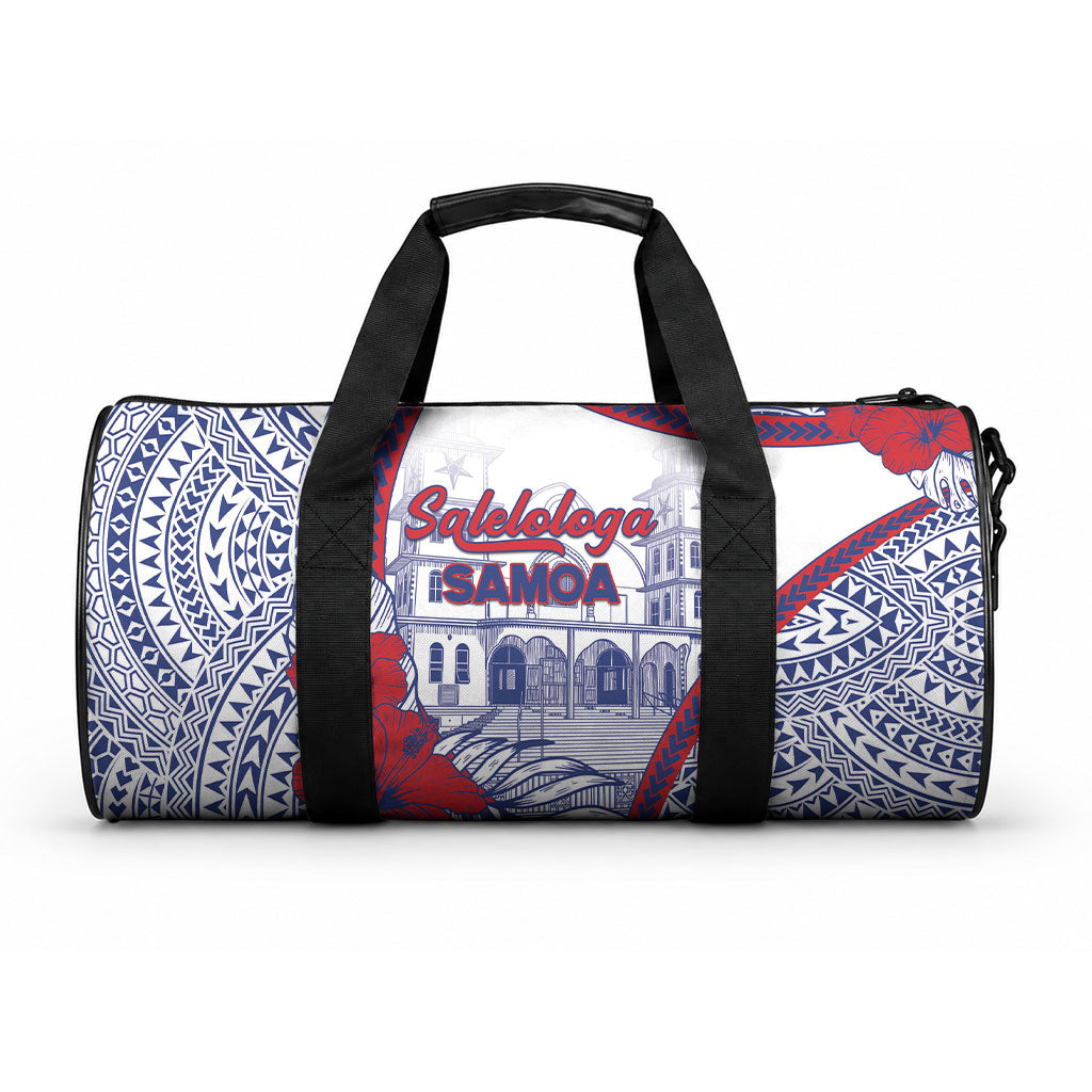 Salelologa Samoa Village Duffle Bag Polynesian Tribal Church Landmark Hibiscus Floral DT05 One size White - Polynesian Pride