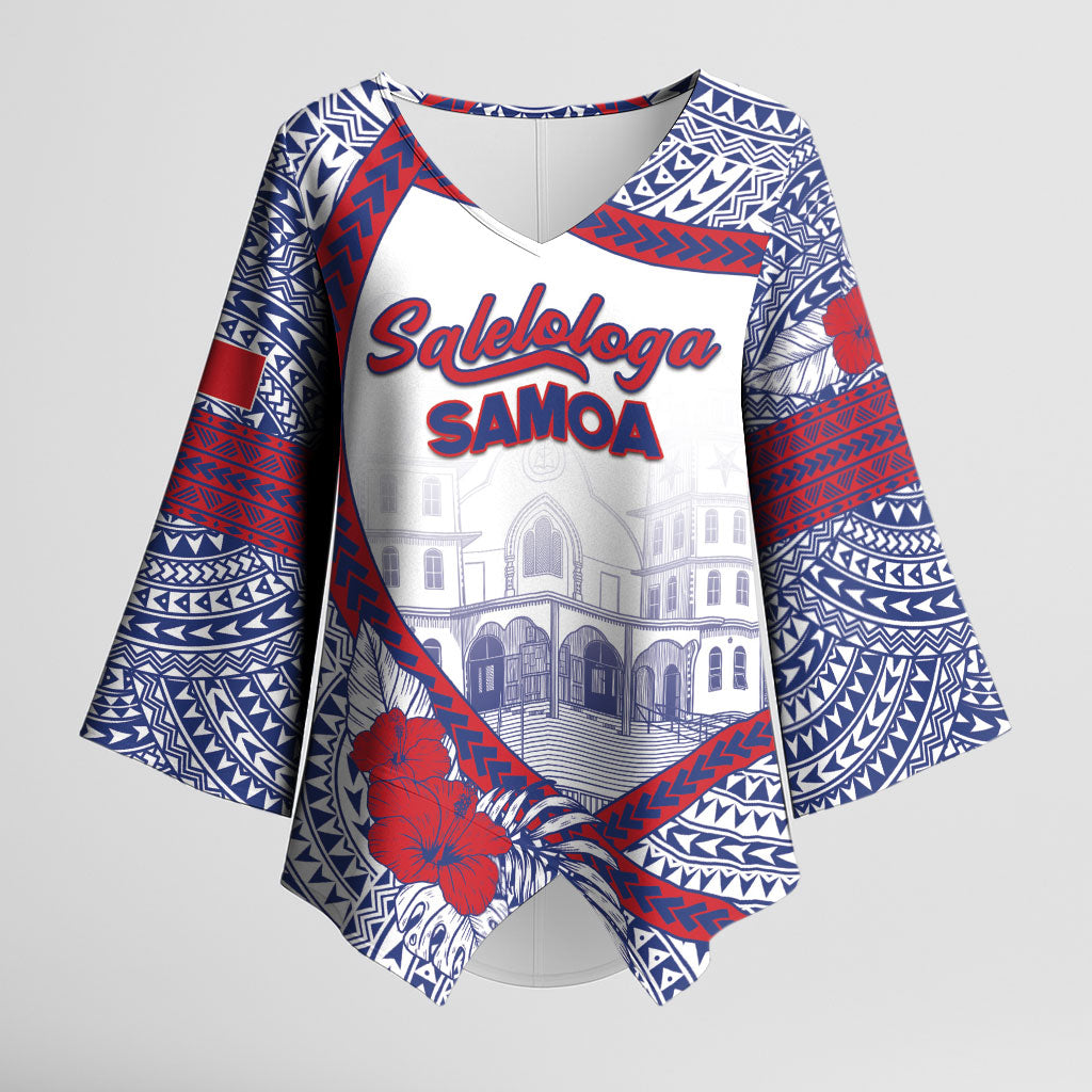Personalised Salelologa Samoa Village Kimono Sleeve Blouse Polynesian Tribal Church Landmark Hibiscus Floral