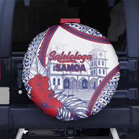 Salelologa Samoa Village Spare Tire Cover Polynesian Tribal Church Landmark Hibiscus Floral DT05 No hole White - Polynesian Pride
