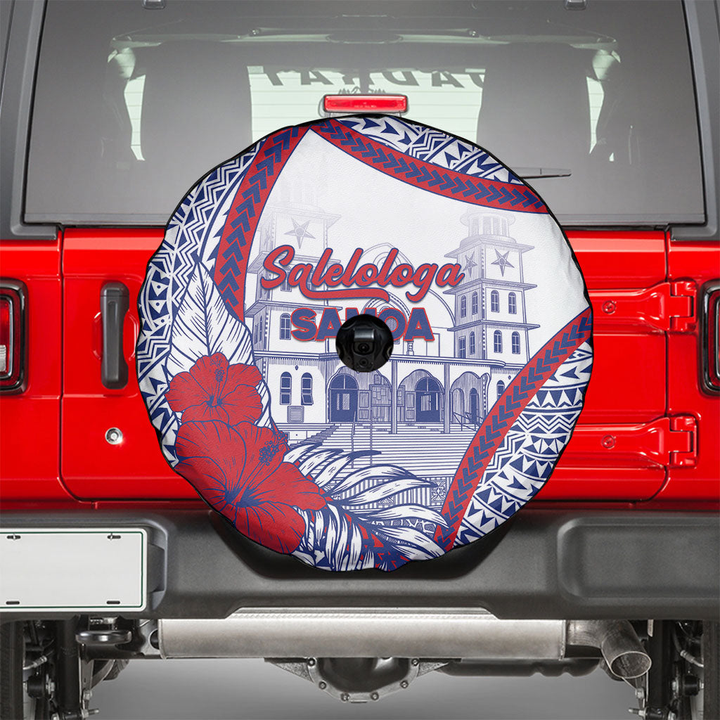 Salelologa Samoa Village Spare Tire Cover Polynesian Tribal Church Landmark Hibiscus Floral DT05 - Polynesian Pride