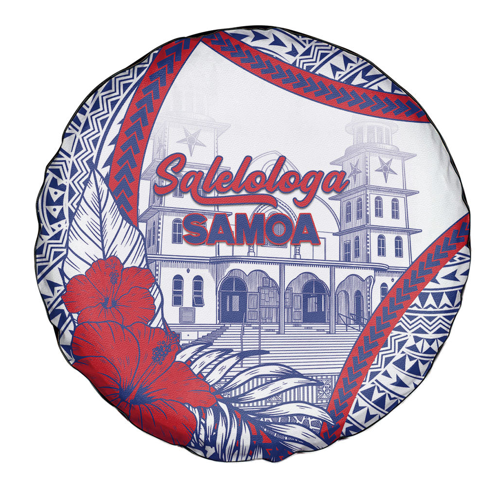 Salelologa Samoa Village Spare Tire Cover Polynesian Tribal Church Landmark Hibiscus Floral DT05 - Polynesian Pride