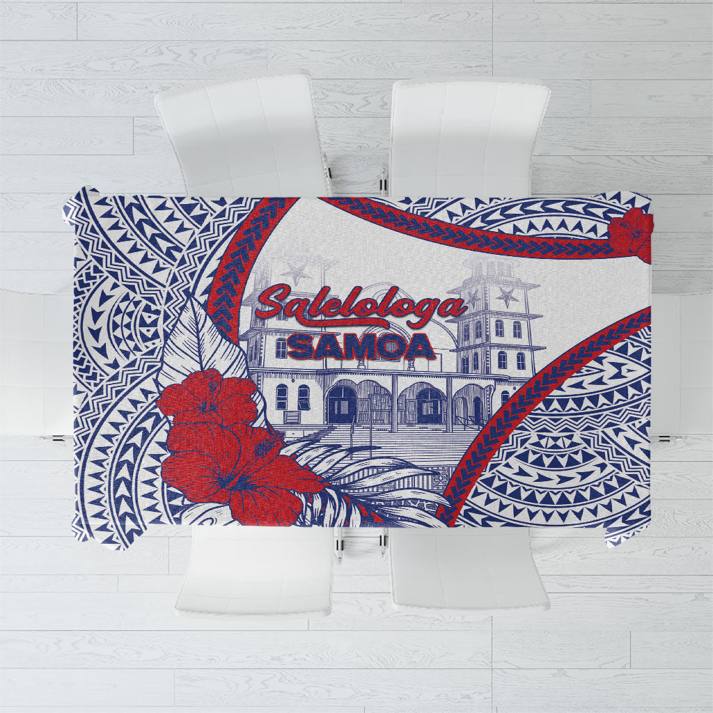 Salelologa Samoa Village Tablecloth Polynesian Tribal Church Landmark Hibiscus Floral DT05 White - Polynesian Pride
