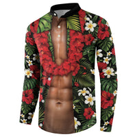 Hawaiian Floral Muscle Abs Button Sweatshirt Six Pack Hibiscus Flower Lei Luau DT05 - Polynesian Pride