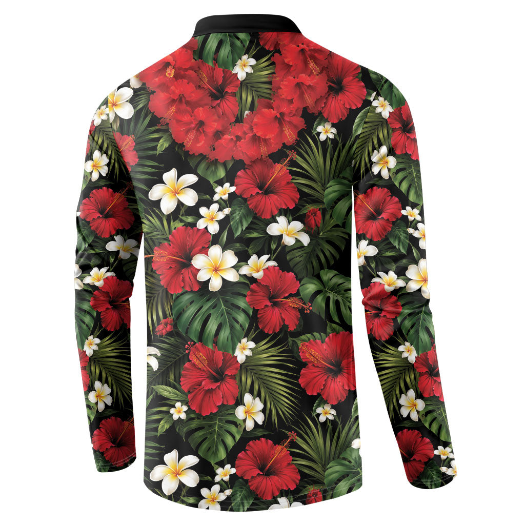 Hawaiian Floral Muscle Abs Button Sweatshirt Six Pack Hibiscus Flower Lei Luau DT05 - Polynesian Pride
